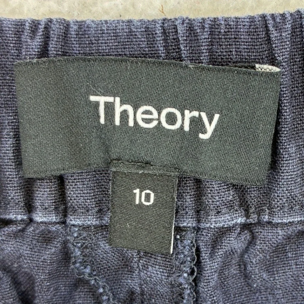 Theory Linen Shorts Pull On Women's 10 Navy Yellow Casual Summer Lot 2 Flaw - Picture 6 of 16